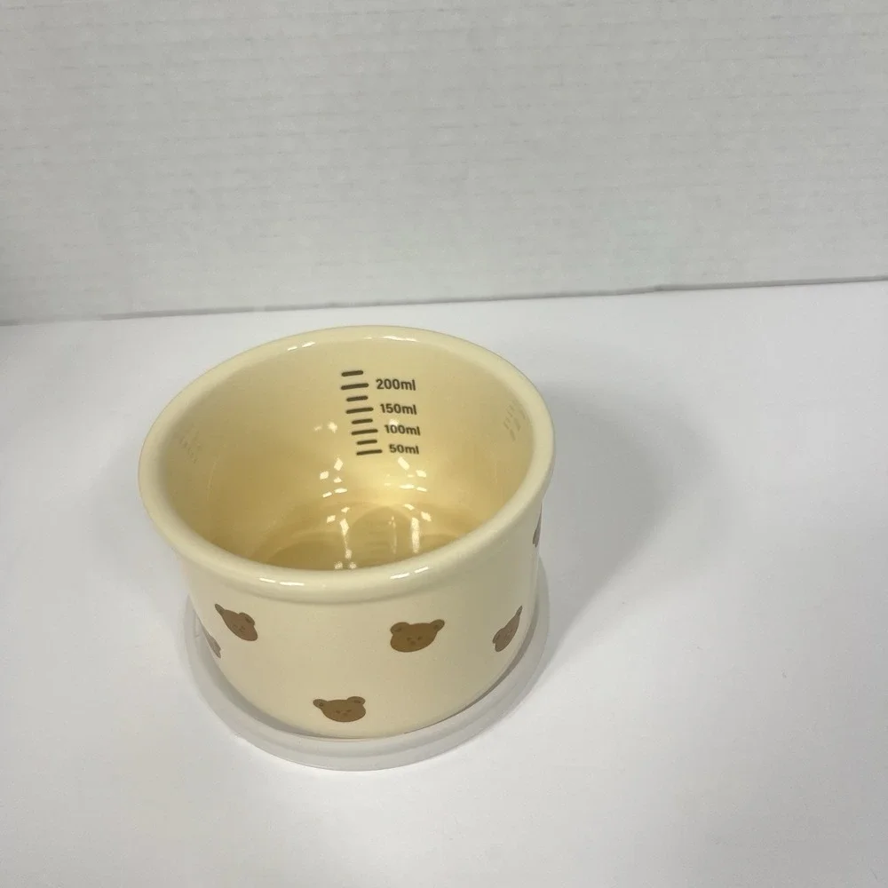 Cute Teddy Bear Ceramic Baby Food Bowl w Silicone Lid 200ml BPA Free
